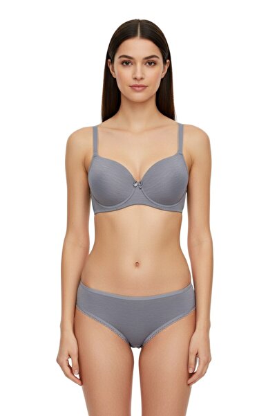 hadiora Women's Gray Non-Padded Non-Marking Bra Set