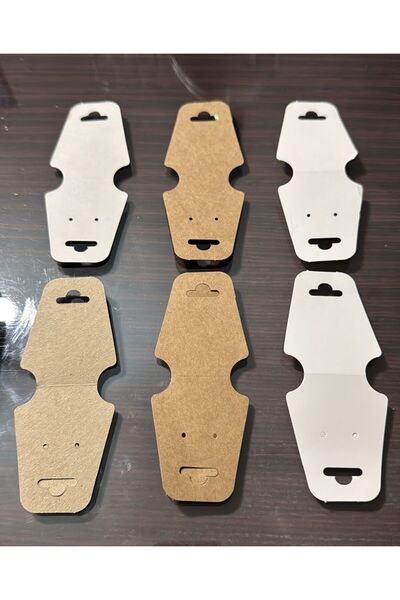 Orbak Kağıt 150 Adet Takı Kartı 12×5 cm – Kraft, Beyaz, Beyaz/Gri 3 Renk Küpe...