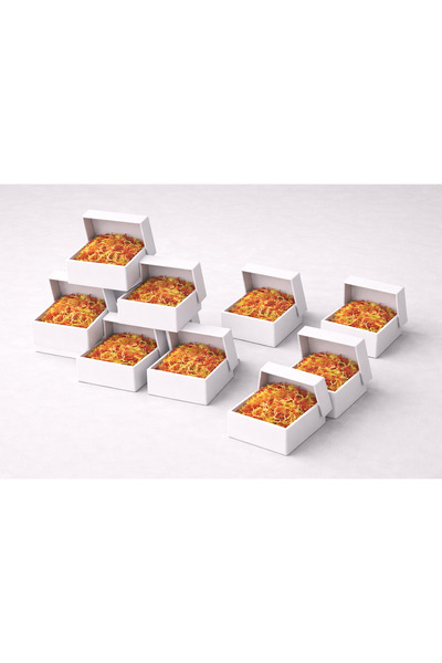 Orbak Kağıtçılık Beyaz Karton Takı Kutusu 9,5x9,5x2 cm – Kapaklı Model | 10 Adet + Taraftar Sarı/Kırmızı Kırpıklı