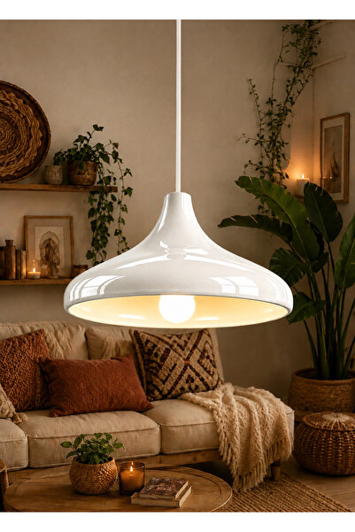 Luna Lighting Apollo Beyaz Renk Rustik Tekli Avize Sarkıt Salon Mutfak Oturma Odası Avize