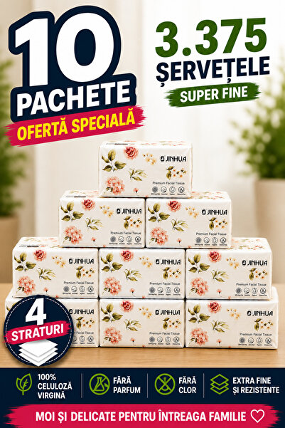 Jinhua Servetele uscate Premium, Jinhua, Set 10 pachete, 4 Straturi, 1350 buc...
