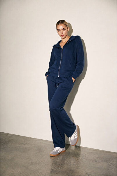Amia&Co. Set de trening oversize pentru femei, albastru marin, cu fermoar