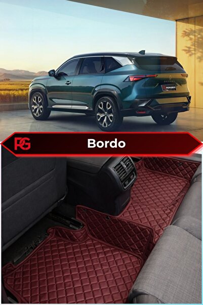 PASPASGRAFT Renault BOREAL Bordo Renk 8D Diamond Premium Havuzlu Deri Oto Paspas