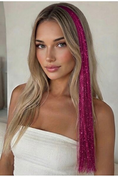 MutluBiDünya 1 Adet Çıtçıtlı Hair Tinsel Gelin Teli Saç Simi Aksesuarı Fuşya ...