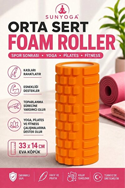 SUNYOGA Yüksek Yoğunlukta Orta Sert Deluxe Foam Roller Fitness Pilates Yoga M...