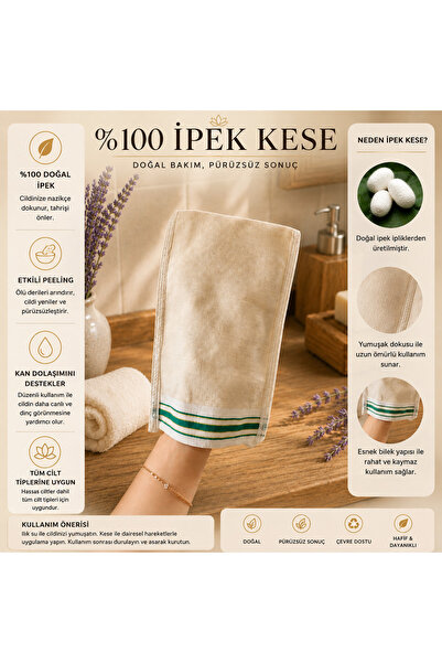 Genel Markalar %100 İpek Vücut Kesesi - Ham İpek - Banyo Hamam Kesesi