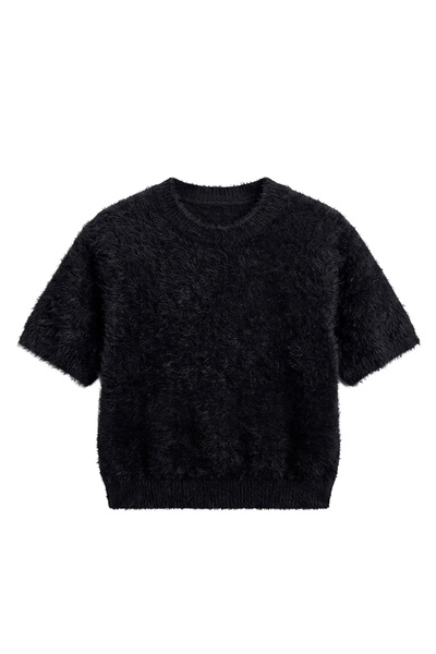 Havoş Black Soft Short Sleeve Sweater