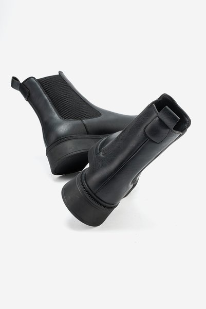 babiva Women's Black Chelsea Boots with Elastic Sides