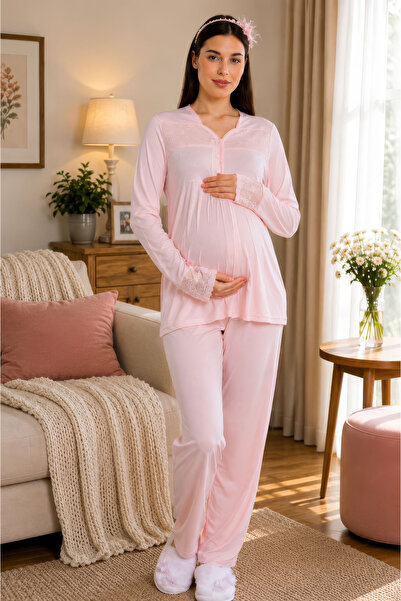 ByLohusa Effott Pink Maternity Maternity Pajama Set