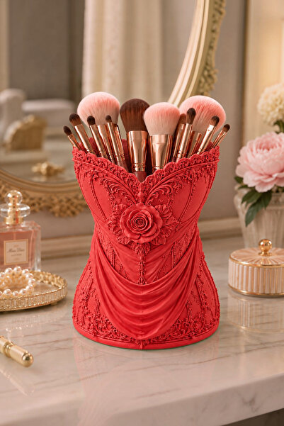 Belupa Rose Motif Corset Design Makeup Brush Holder Organizer Pen Holder Desk...