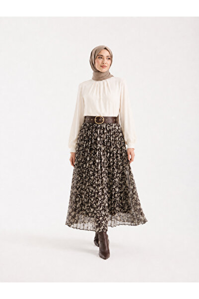 TheyYou Thick Belted Chiffon Skirt |   High Waist Draped Hijab-Friendly Women...