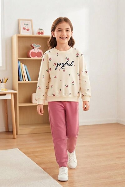 Zaziko Kids Girl's Joyful Patterned School Daily Tracksuit Set Esf7034