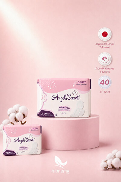 Angels Secret Günlük Ped 2’li Paket 40 Adet – Ultra İnce Japon Jel Emici, Any...