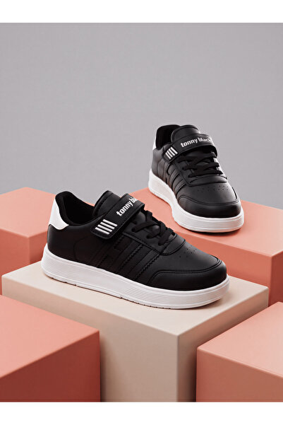 Tonny Black Children's Unisex Black and White Skin Comfortable Fit Flat Light...