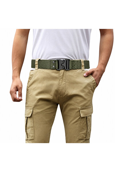 CANARİS Palaska Bez Tactical Belt with Plastic Buckle Adjustable Khaki Green ...