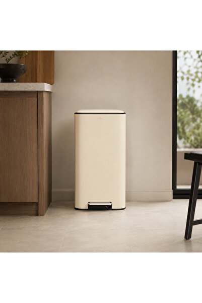 Vivarel Square Krem Pedallı Çöp Kovası 30 L