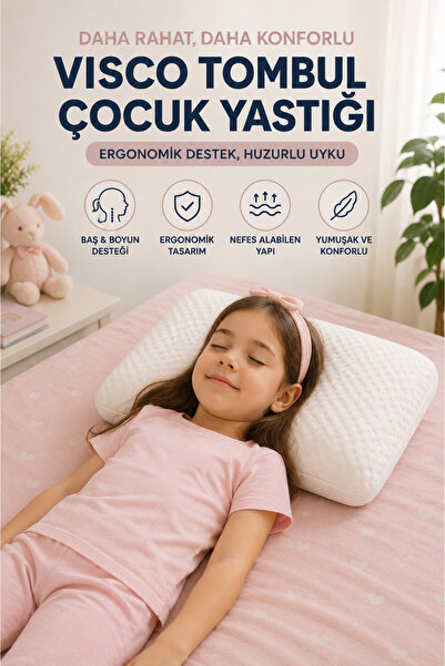 Auracar Çocuklar İçin Ortopedik Visco Tombul Yastık Boyun Destekli Terletmeyen Ergonomik Uyku Yastığı
