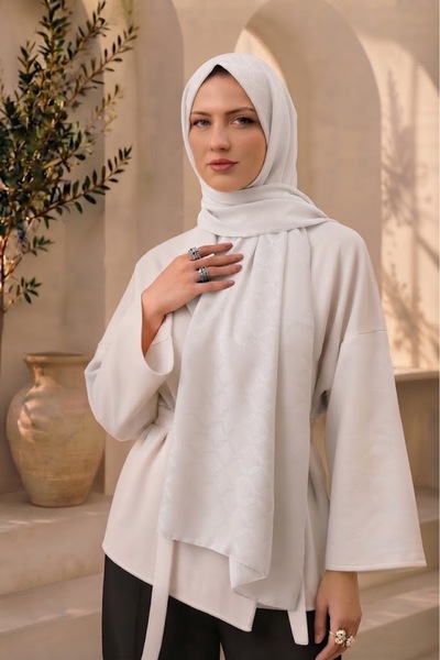 MİRSOY SCARF Lina Desen Kaymaz jakarlı Şal
