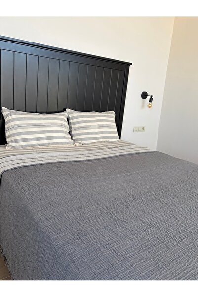 Monochrome Tekstil Double 100% Organic Cotton 4 Layer Muslin Bedspread / Pike...