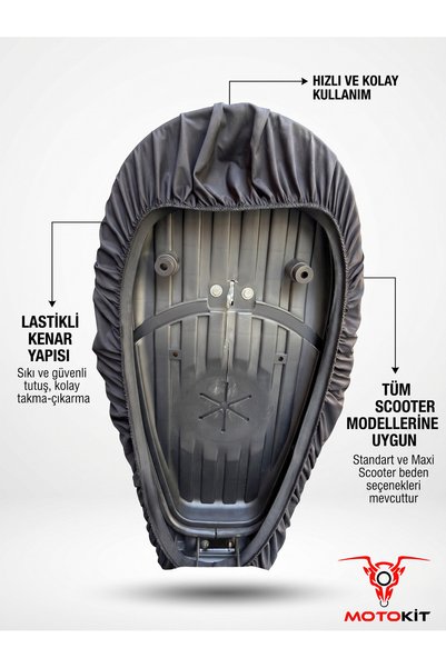 MOTOKIT Universal Luxury Motorcycle Saddle Seat Cover Black - Size XL