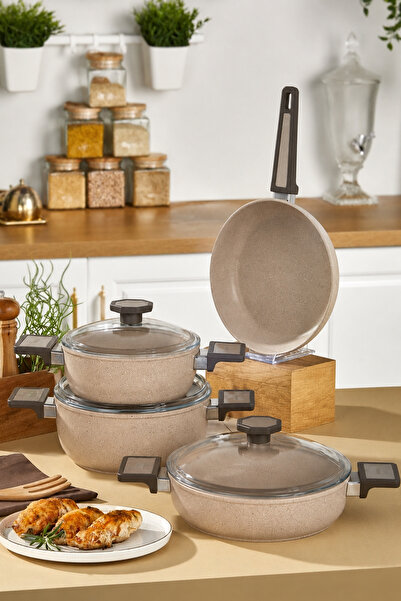 Aryıldız Vortex Cappuccino 7 Piece Cookware Set