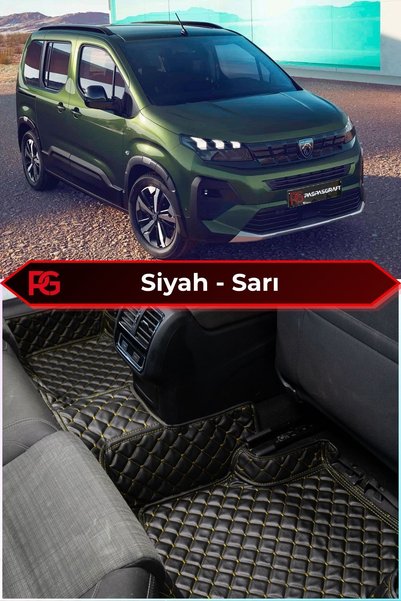 PASPASGRAFT PEUGEOT PEJO RIFTER 2019-2026 Siyah Üzeri Sarı Dikiş 8D Premium H...