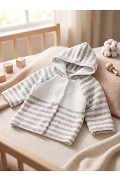 EYMİR GİYİM Newborn Hooded Double Layer Knitwear Baby Girl - Baby Boy Cardigan