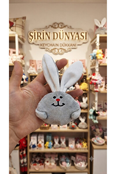 Şirin Uzun Kulaklı Peluş Tavşan Anahtarlık - Yumuşak Dokulu Çanta Aksesuarı