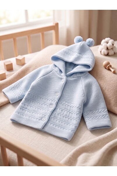 EYMİR GİYİM Newborn Hooded Double Layer Knitwear Baby Girl - Baby Boy Cardigan