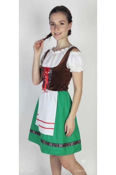 tasarım rengarenk kostüm Bavarian Costume German Beer Girl Outfit
