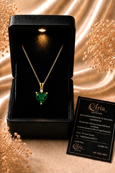 eva'sjewellery diamond Gerçek Pırlantalı Kalp Kolye, 925 Ayar Gümüş, 18 Ayar ...