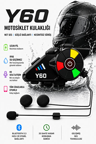 DEANB Y600 IPX6 Su Geçirmez RGB Bluetooth 5.3 Sesli Asistanlı İnterkom Kask K...