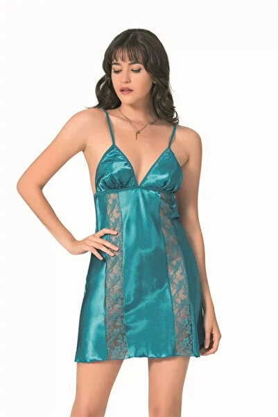 SS HOME CONCEPT Petrol short satin nightgown