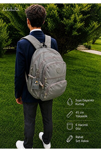 DodoButik Water Resistant Large Size Gray Backpack
