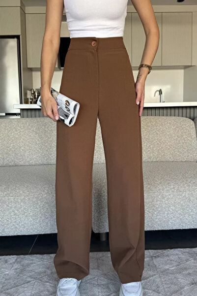 TOZLU Women's Wide Leg Fabric Trousers