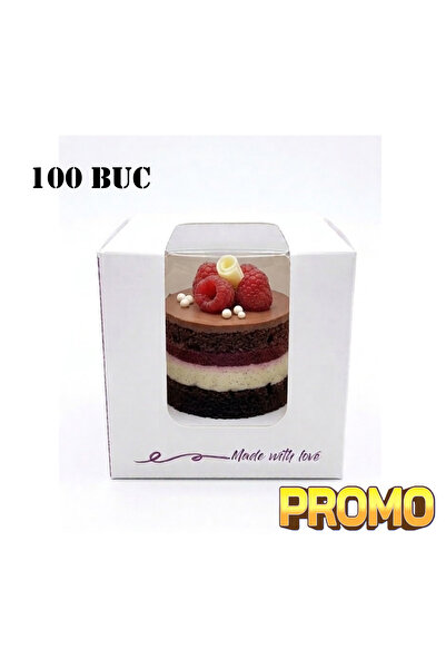 HORECA Single-portion cookie box "Made with love" 10x10x10 with window 100pcs