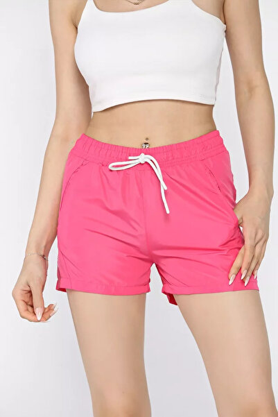 TOZLU Women's Printed Pocketed Swim Shorts