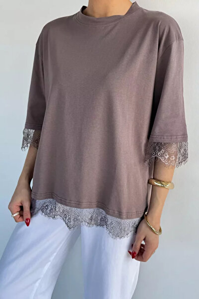 TOZLU Tricou de damă Gülseli cu decolteu tip ciclism și detalii din dantelă