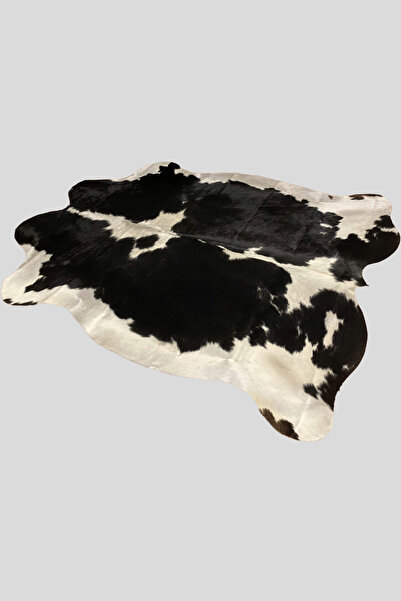 Nuance Atelier Home Hakiki Dana Post Halı - Siyah Beyaz - 175 x 210 cm