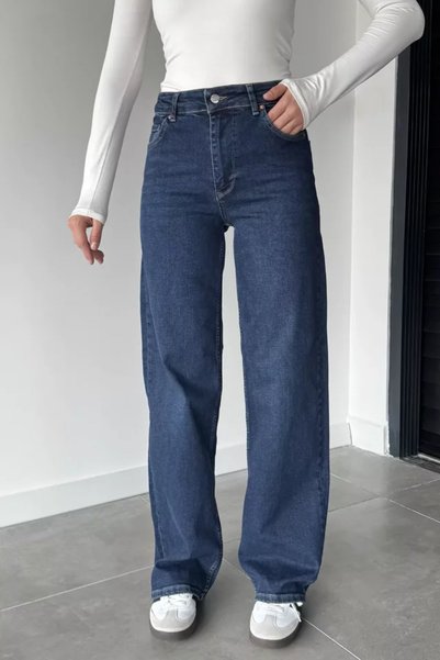 TOZLU Pantaloni de damă din lycra cu talie înaltă, tip Palazzo, blugi