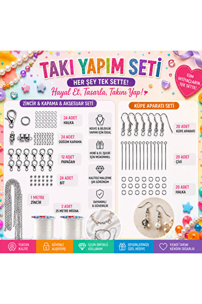 By MO Accessories Takı Yapım Aparat Seti – Zincir | Kapama | Küpe Aparatı | Ç...