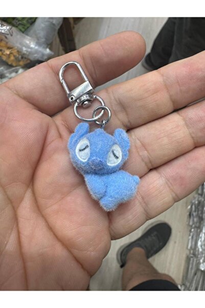 HER ŞEY NOTA www.herseynota.com Uyuyan Stitch Peluş Charm Anahtarlık Mavi Çan...