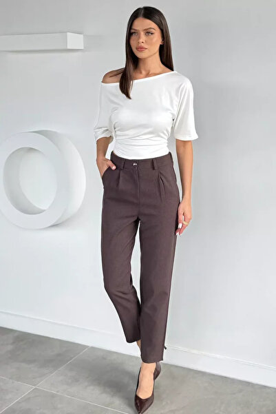 TOZLU Gülseli Women's Elastic Waist Fabric Trousers