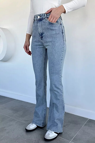TOZLU Pantaloni de damă cu talie înaltă, blugi evazați spanioli