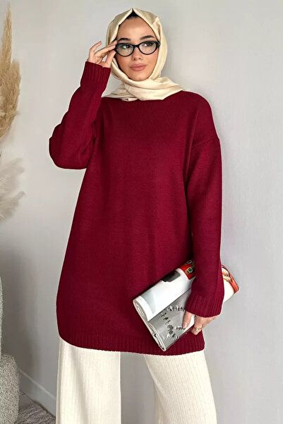 TOZLU Gülseli Crew Neck Slit Hijab Knitwear Tunic