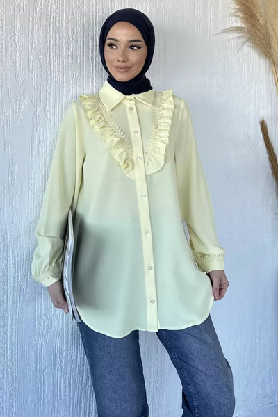TOZLU Guipure Detailed Ruffled Hijab Tunic