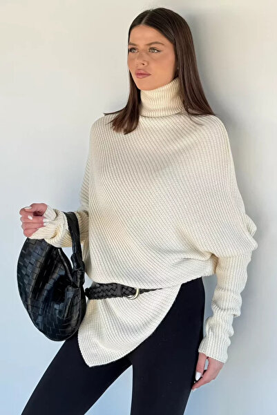 TOZLU Women's High-Neck Knit Sweater