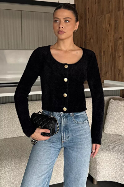 TOZLU Cardigan tricotat crop top pentru femei Şardonlu (potrivit pentru mărim...