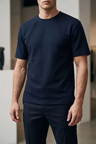 TOZLU Men's Crew Neck Jacquard T-Shirt