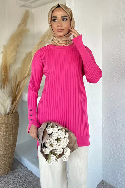 TOZLU Gülseli Tunica tricotată cu guler rotund, stil Hijab